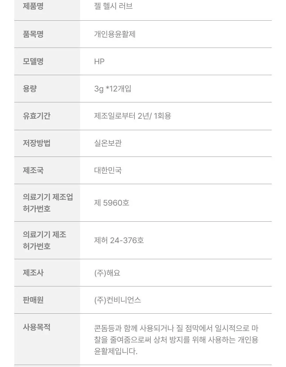 [의료기기] 바른생각 젤 헬시 러브 2종 택1(100g / 12개입) 상세페이지 35